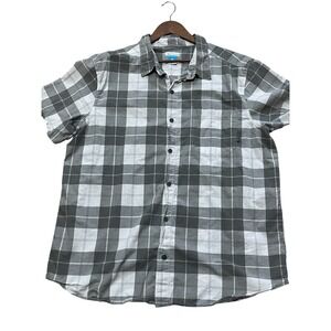 Columbia Sportswear Short Sleeve Button Up Gray White Plaid Shirt‎ Men's XXL